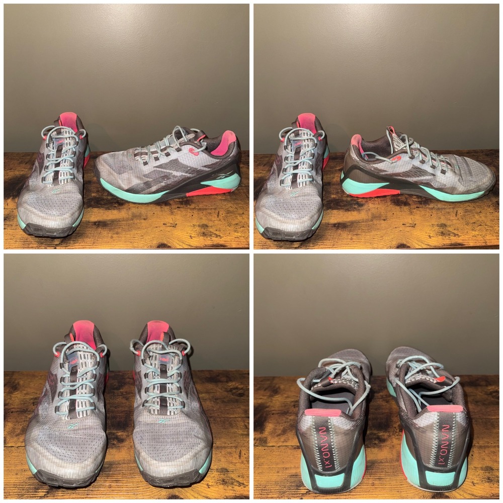 Reebok Nano X1 Adventure Shoes Women Training Grey Aqua Pink Size 9.5 Good